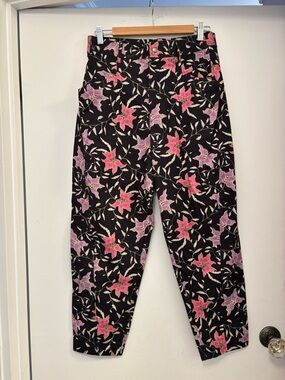 Isabel Marant Gubaia Faded Night floral pants, cotton side pockets. 38
